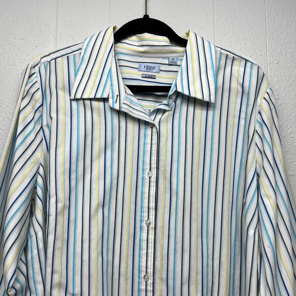 Izod Shirt Womens 2X Non Iron Career Office Workwear Business Casual Breathable - Picture 3 of 11